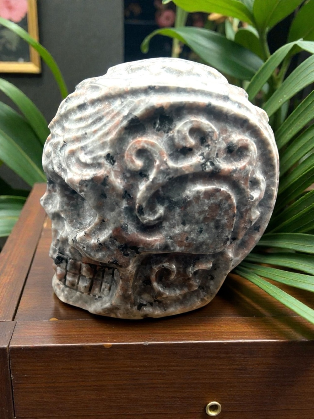 Natural Yooperlite Hand Carved Skull 852g